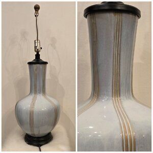 Ceramic Blue Gray Glazed Lamp Base 16in Base Height